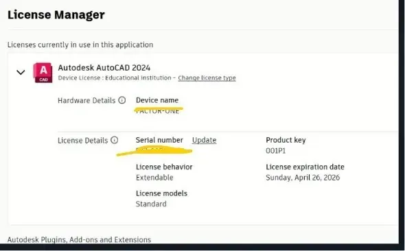 AutoCAD activation screen confirming successful license validation