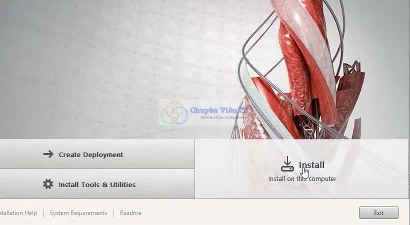 AutoCAD 2016 installer welcome screen with Install option highlighted