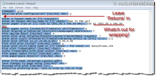The unedited plot script in a text file
