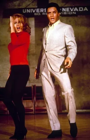 Elvis and Ann-Margret performing a duet during the filming of *Viva Las Vegas*