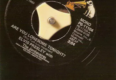 Elvis Presley's "Are You Lonesome Tonight?" original RCA Victor label showing catalog details