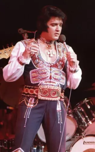 Elvis Presley near the end of his touring career in Las Vegas performances