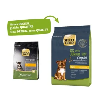 Two Select Gold pet food bags displayed side by side showing product variations