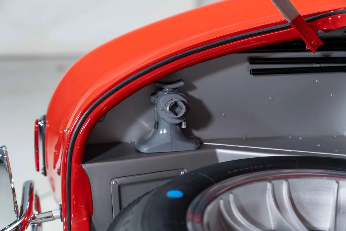 Engine bay view of 1966 Shelby 427 Cobra showing restored big-block V8 and dual carburetors
