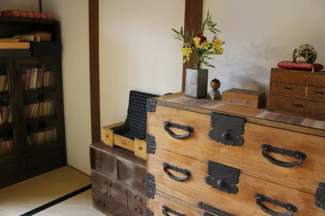 An antique Japanese tansu chest showcasing traditional furniture proportions