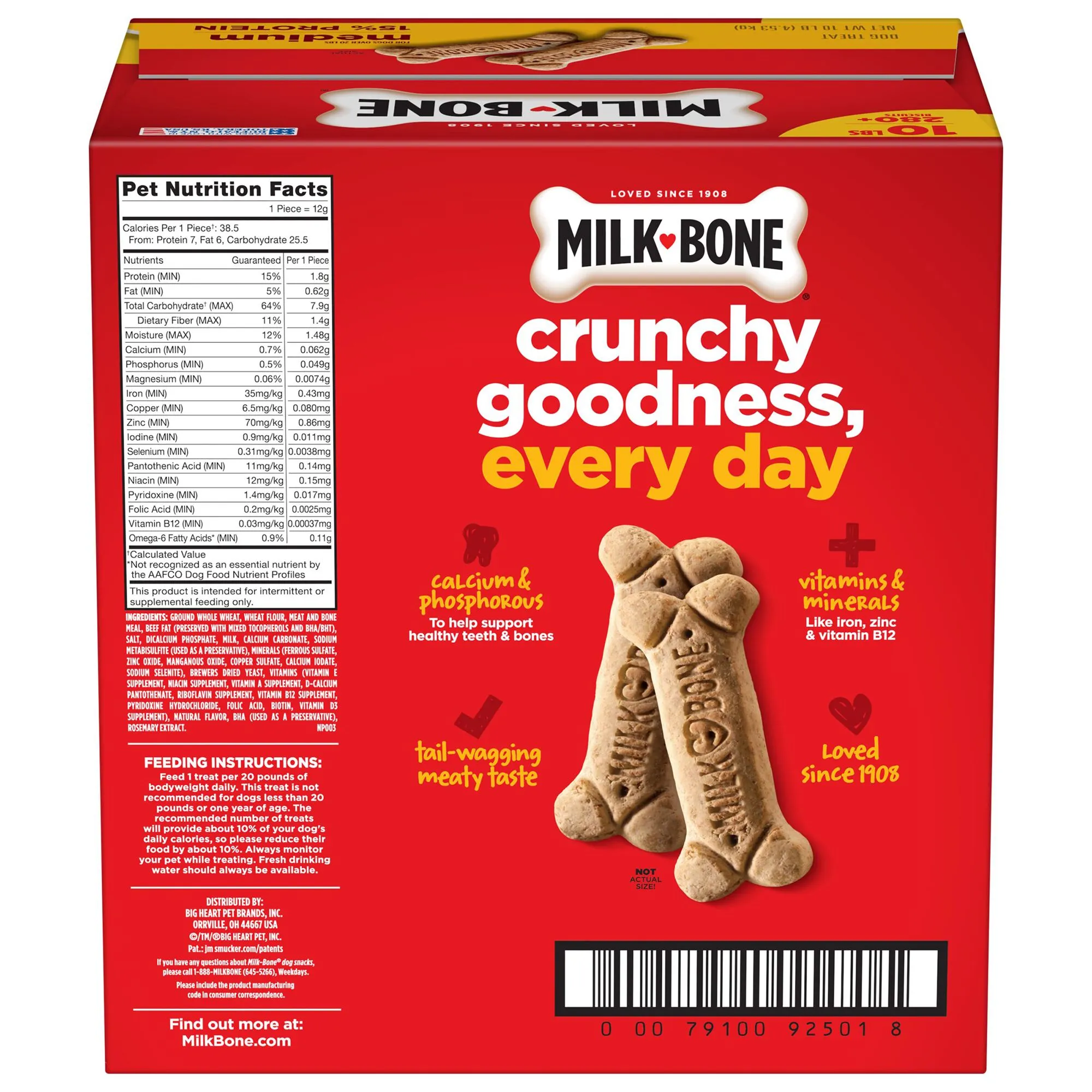 Close-up view of Milk-Bone Original dog biscuits showing their classic crunchy texture
