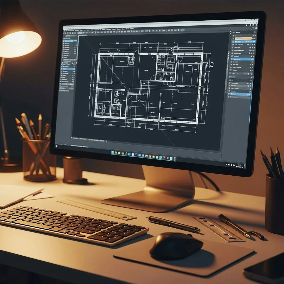 AutoCAD architectural drafting course showing floor plan design workflow