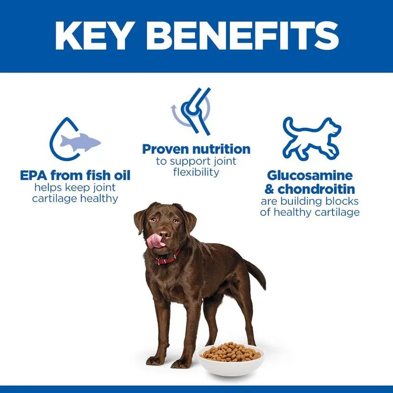 Hill's Science Plan Healthy Mobility highlighting key nutritional benefits and mobility support features for large breed dogs