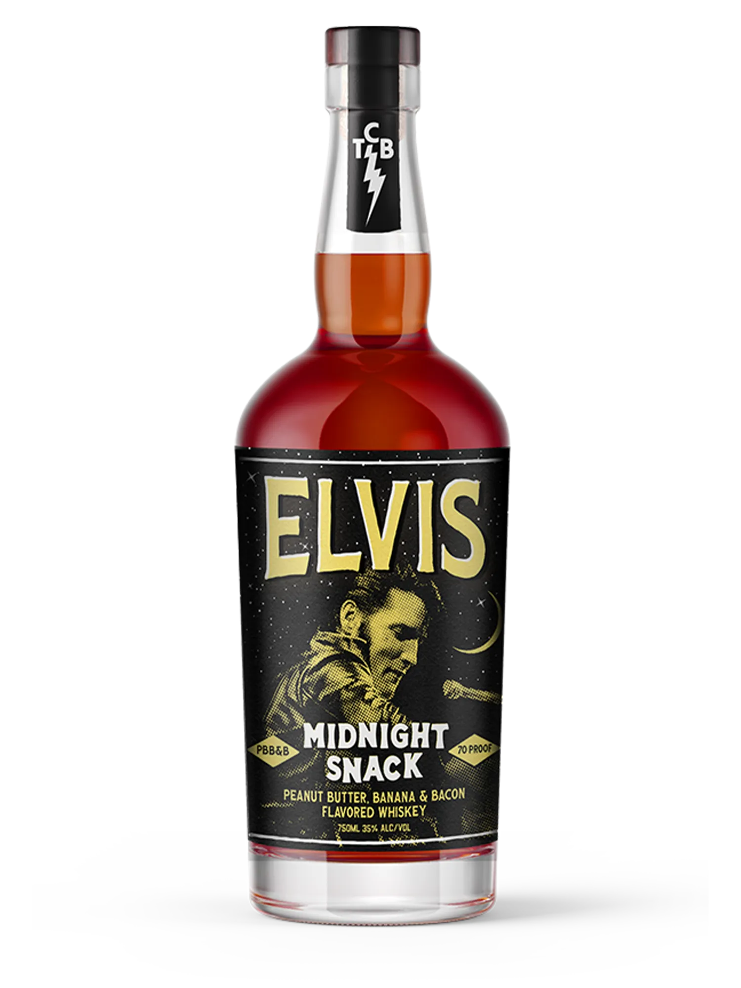 Elvis Whiskey Midnight Snack inspired bottle design