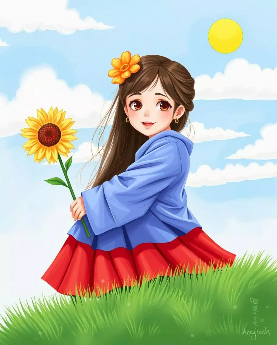 Vibrant portrait illustration showcasing confidence, strength, and artistic creativity