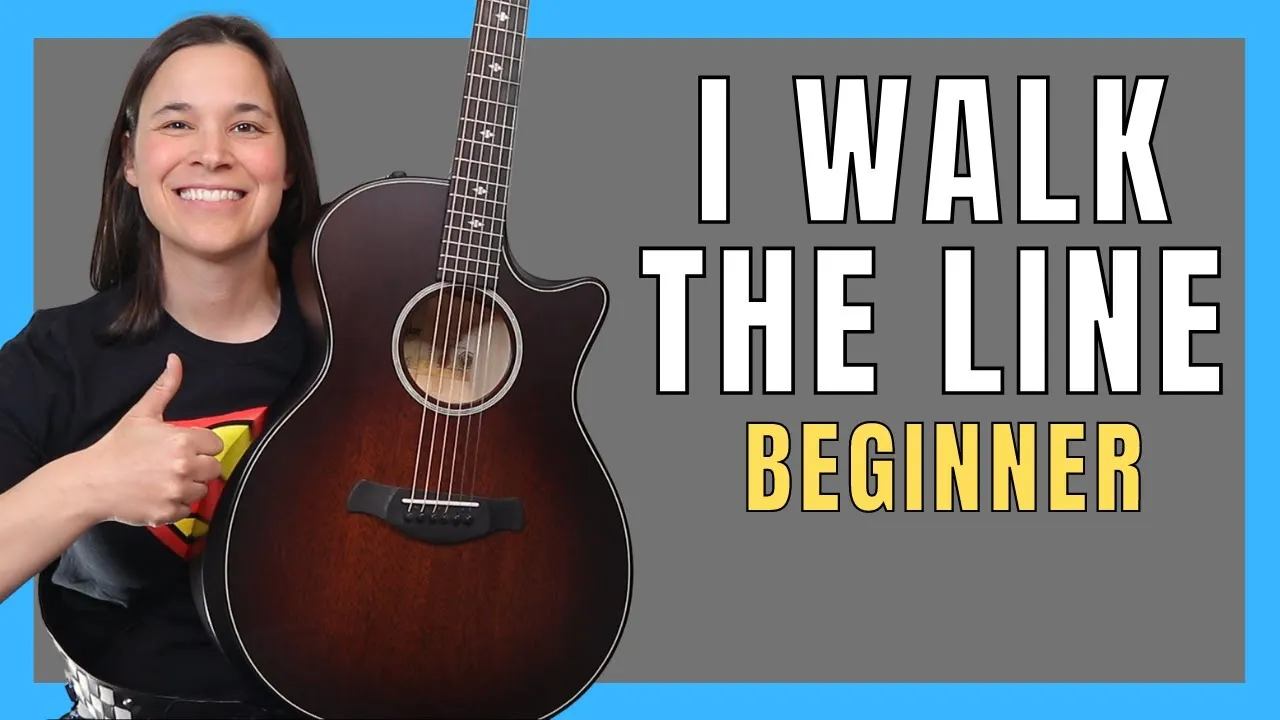 YouTube-style guitar lesson preview showing instructional content for learning I Walk the Line