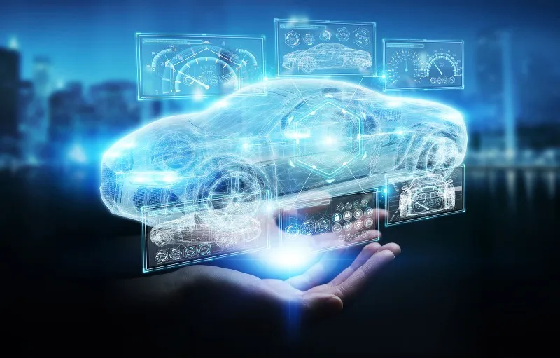 AI system processing sensor data in an autonomous vehicle navigating complex urban traffic
