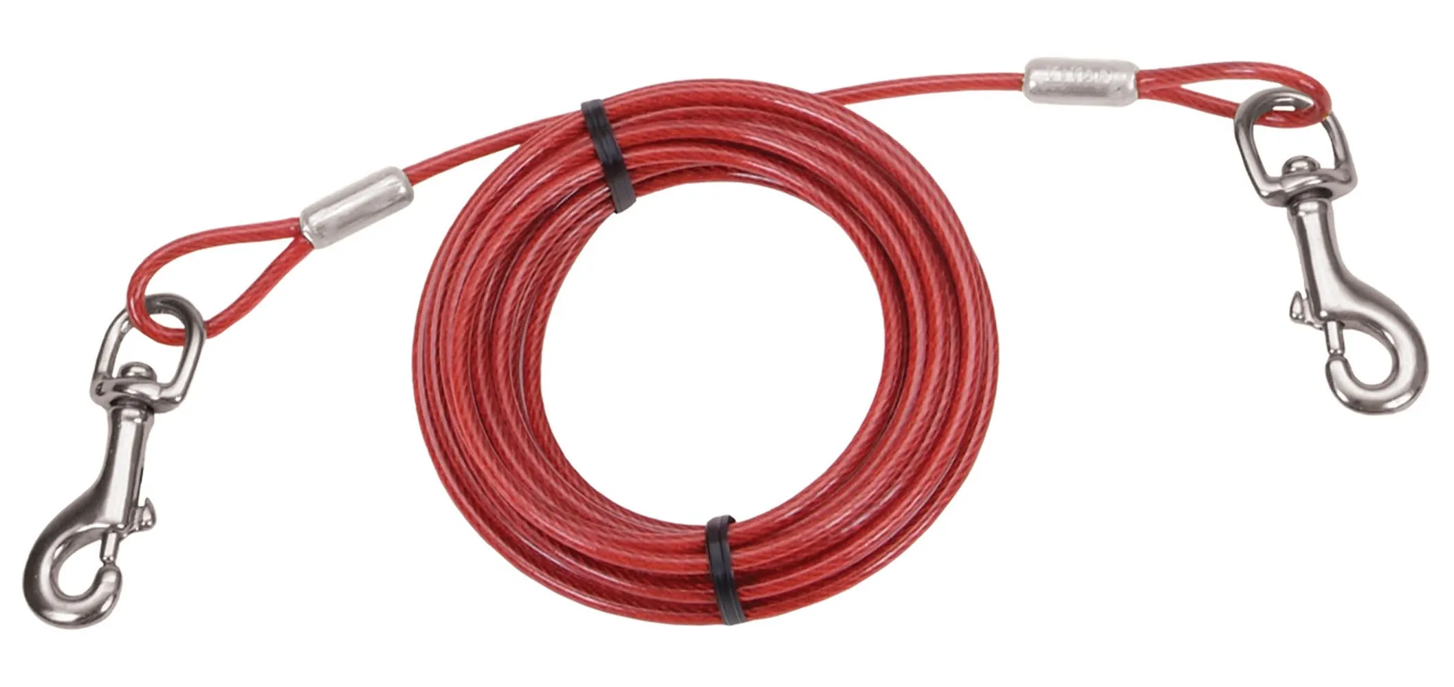 Durable red heavy cable dog tie out for secure outdoor use