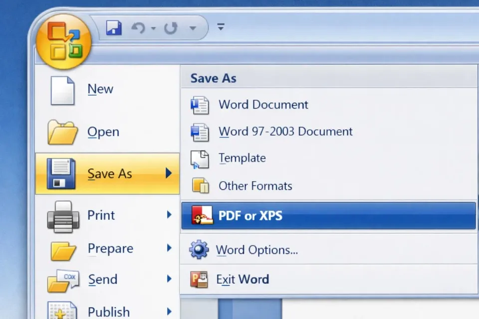 PDF document verification after saving from Word 2007