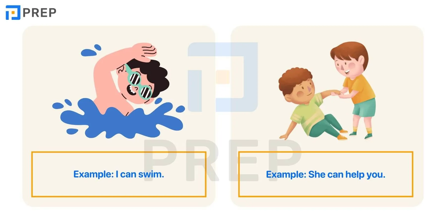 Grammar examples showing how 'can' is used in ability, permission, and suggestion sentences