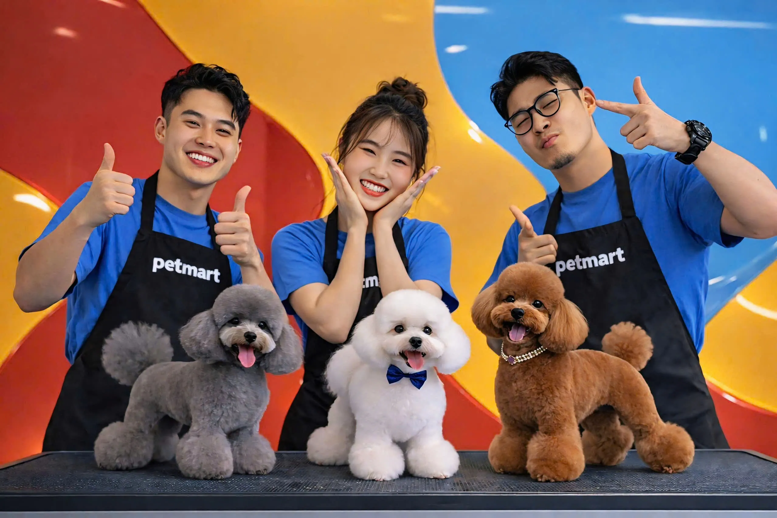 Professional dog and cat grooming session with coat trimming and styling
