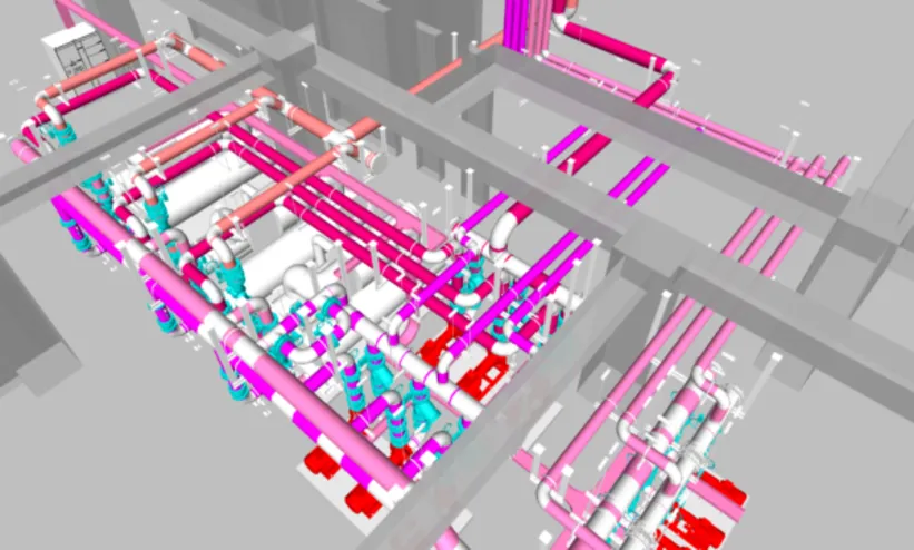 Revit MEP clash detection showing automatic identification of conflicts between mechanical, electrical, and plumbing systems