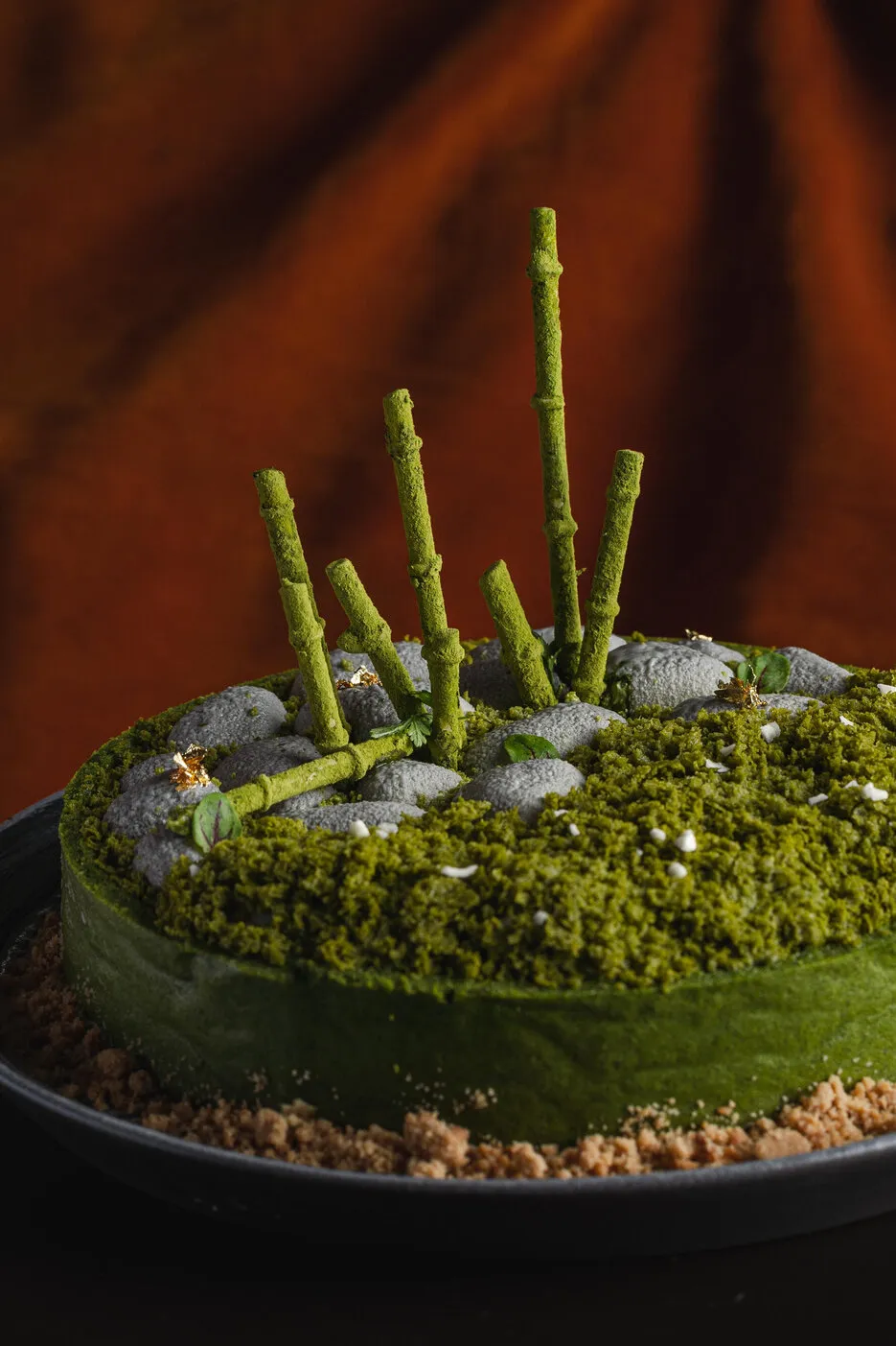 Creative Bamboo Green Forest Cake with vegetarian ingredients