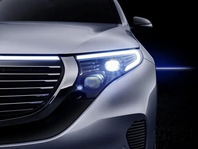 Mercedes-Benz EQC 2025 LED headlight system close-up