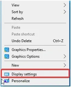 Windows display settings menu on desktop