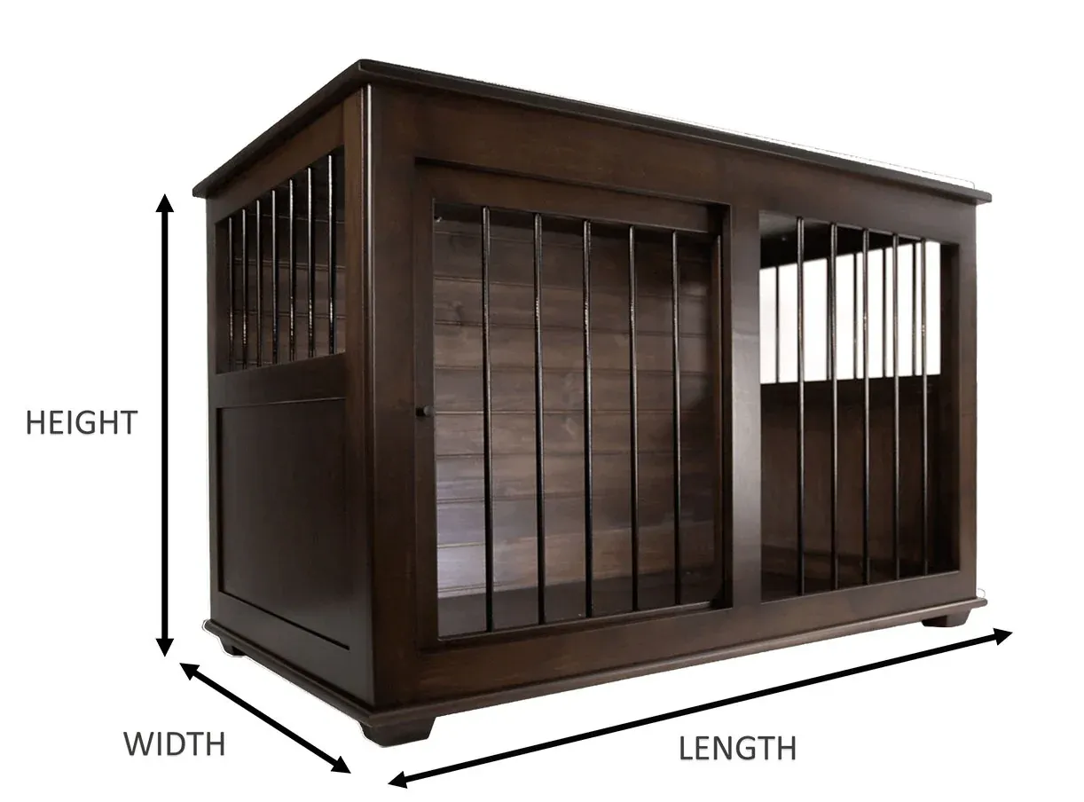 Dog crate measurement guide infographic showing how to measure a dog’s length, height, and width for proper kennel sizing