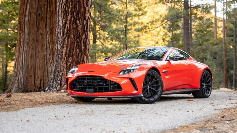 Aston Martin Vantage parked outdoors in orange