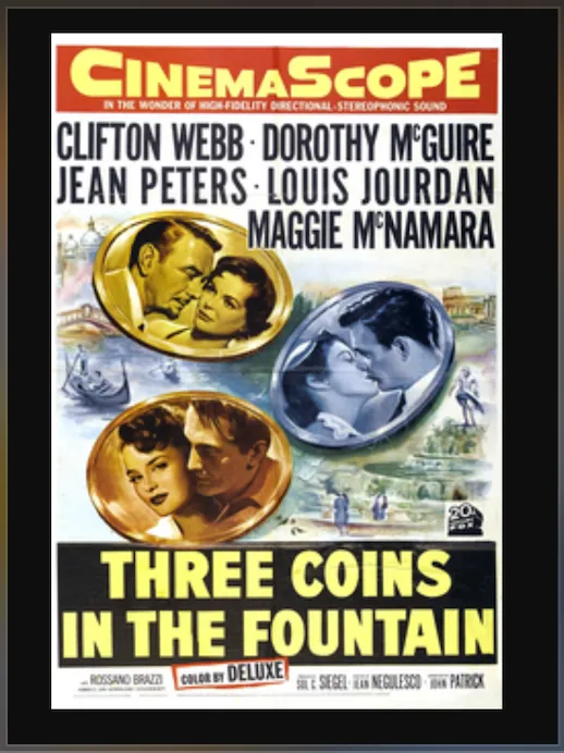 Film poster for Three Coins in the Fountain, the 1954 romantic comedy film