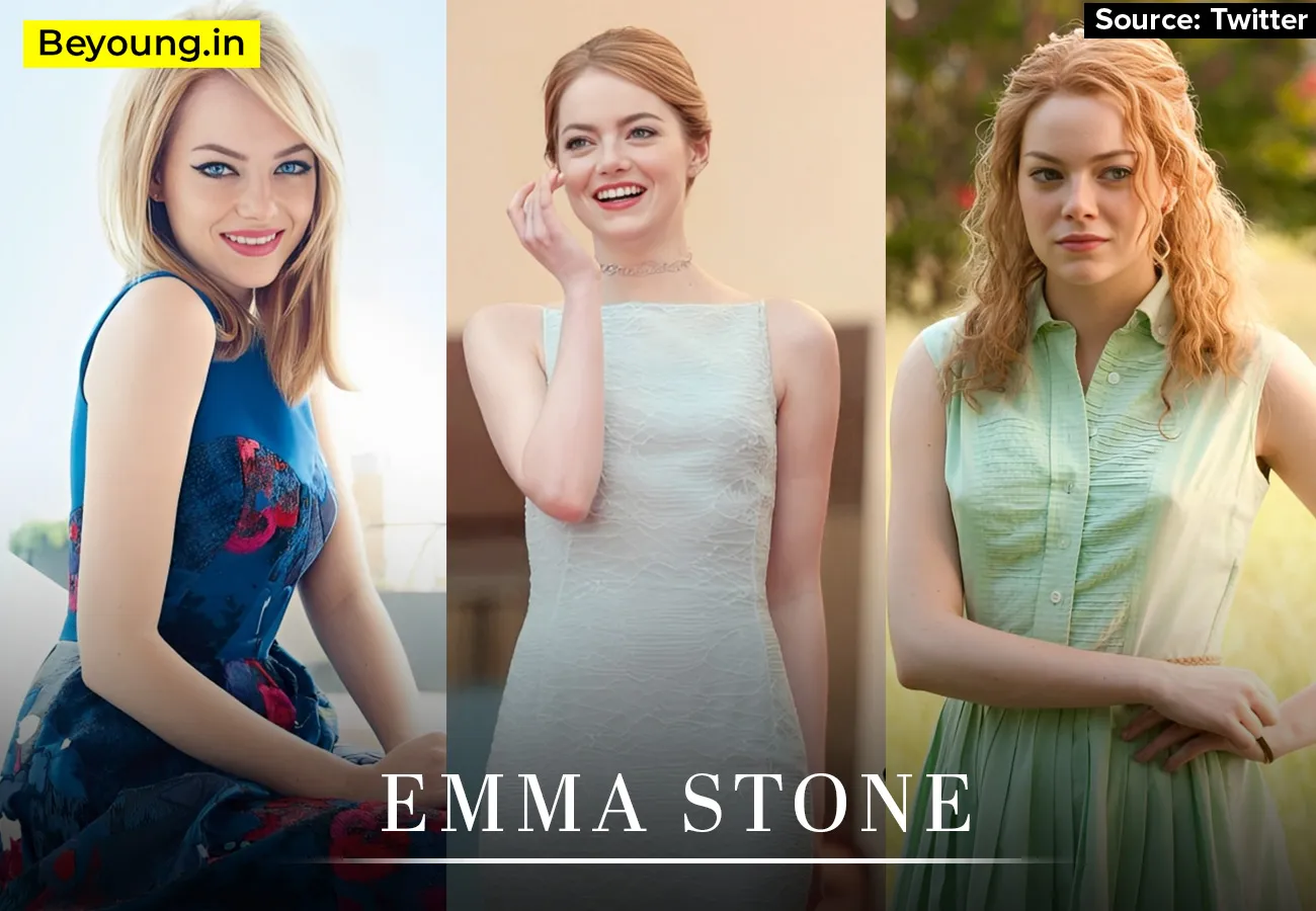Emma Stone at a film awards ceremony highlighting her expressive and charismatic personality