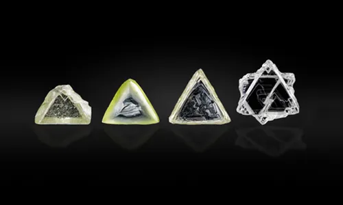 Natural diamond crystal structures illustrating geological growth patterns