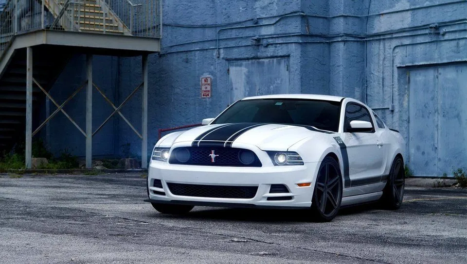 The 2012–2013 Boss 302 with its retro-inspired graphics and front splitter