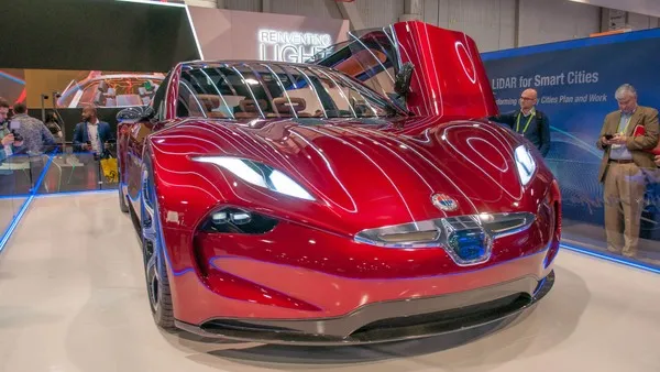 Fisker EMotion front view showcasing aerodynamic design and LED lighting