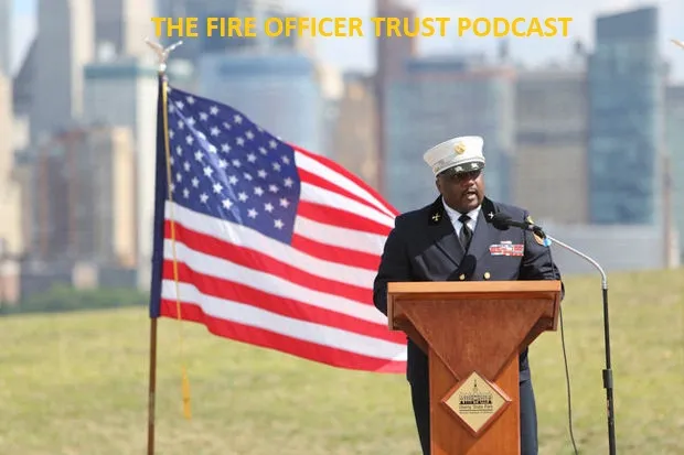 Fire Officer Trust Podcast branding artwork representing leadership discussions and training themes