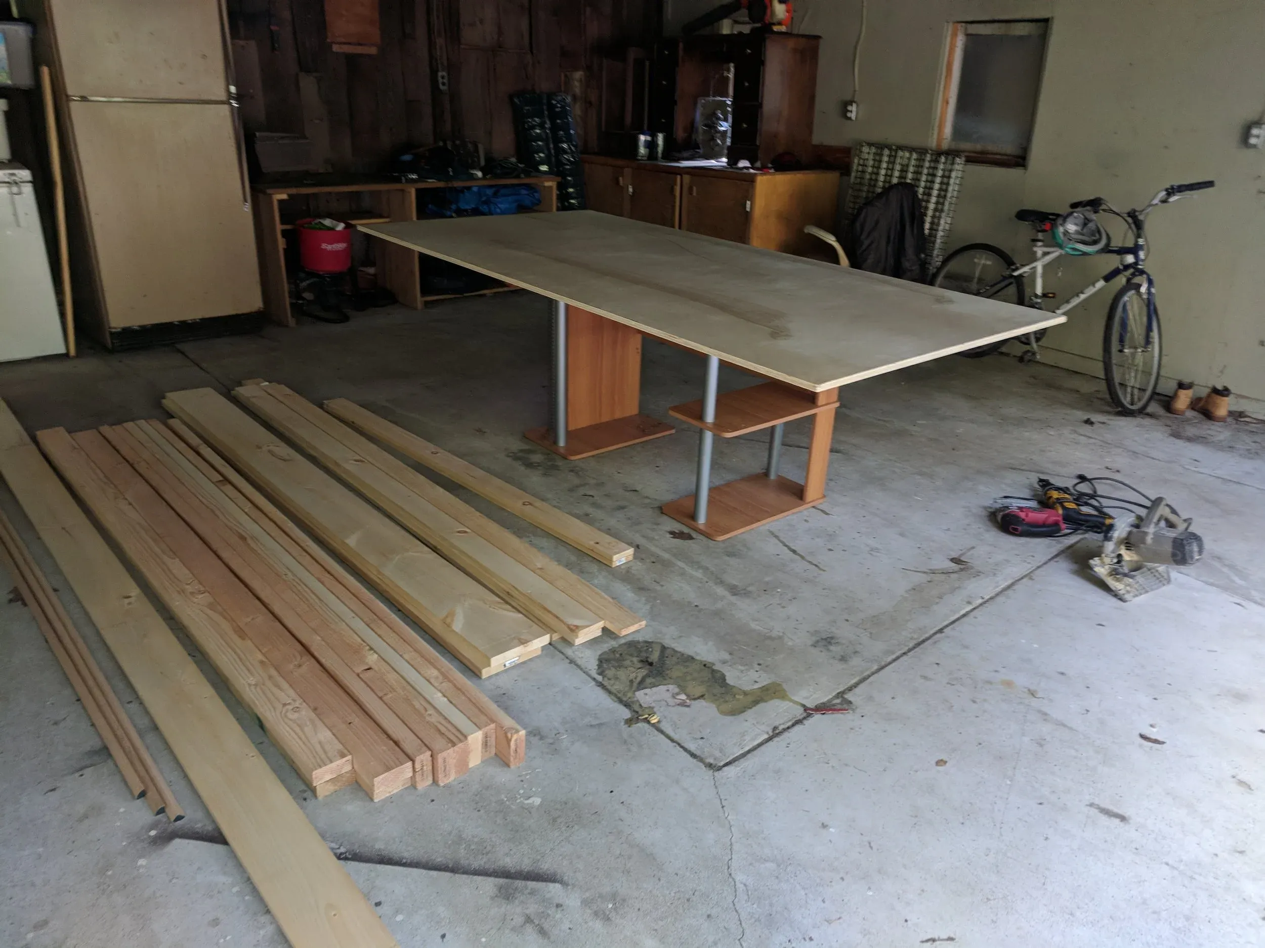Cut plywood base forming the initial gaming table surface