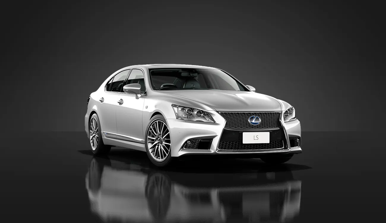 Dynamic exterior shot of Lexus LS 460 emphasizing luxury sedan proportions