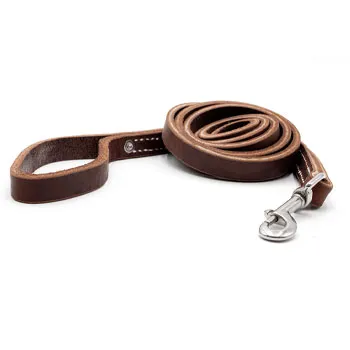3/4 inch latigo leather dog leash with brass snap hook for everyday walking