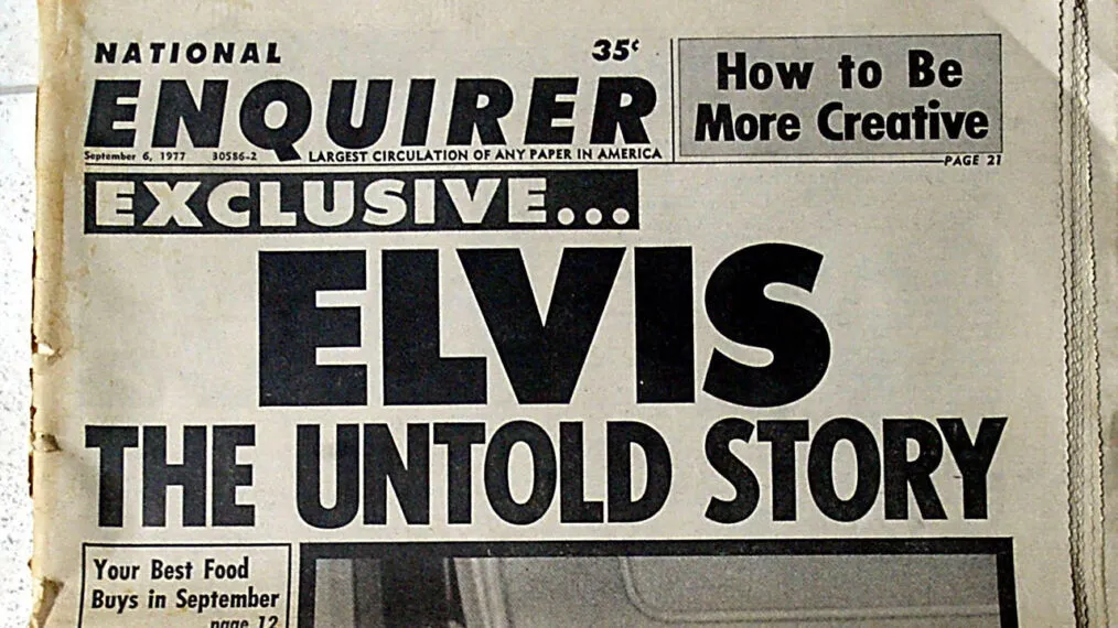 Historic National Enquirer cover announcing exclusive Elvis story