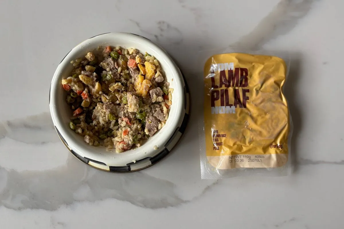 Nom Nom lamb-based recipe portion served as premium dog meal