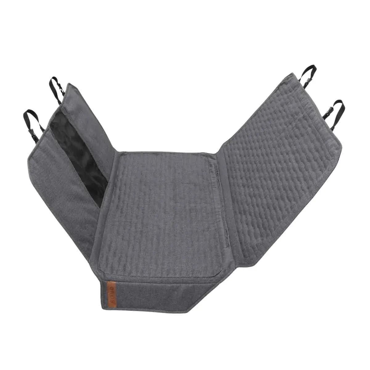 Soft padded hammock-style dog seat cover with breathable window panel