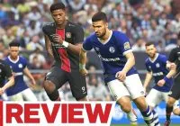 PES 2019 football match in progress with stadium crowd and player close-up