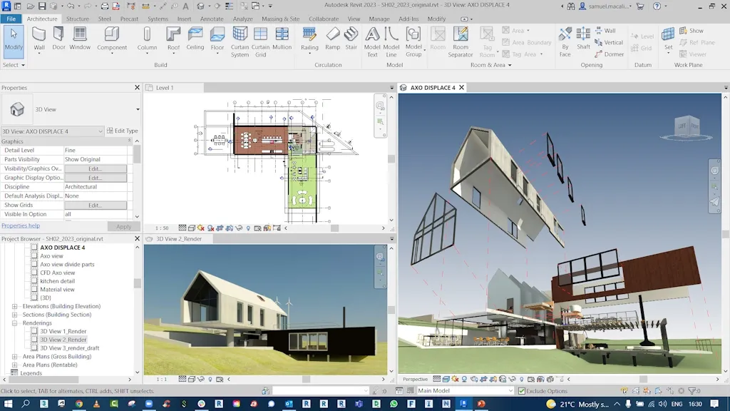 Revit LT 2026 software interface showing BIM model with architectural components