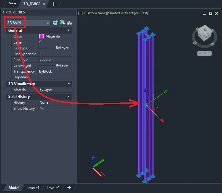 Converted 3D solid geometry in AutoCAD after polyface mesh to solid conversion