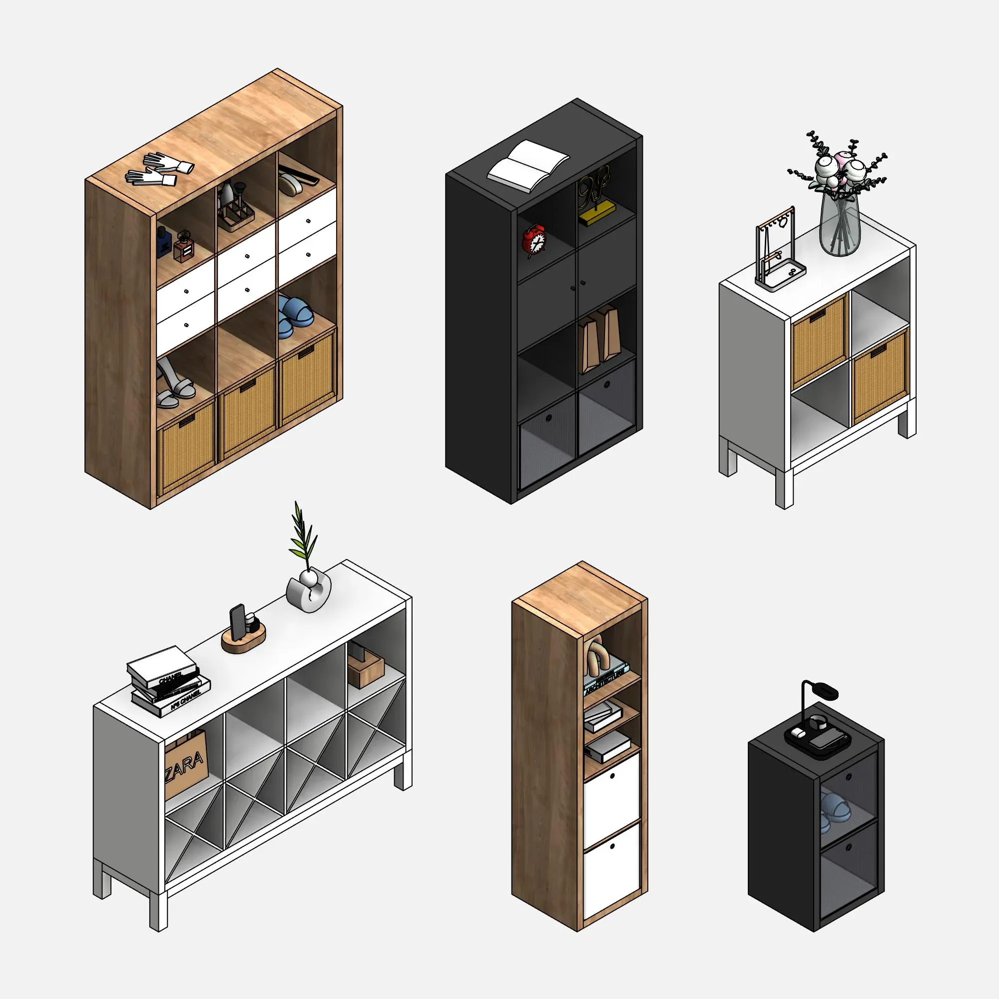 Modern IKEA Revit furniture library showing modular interior assets used in architectural BIM projects