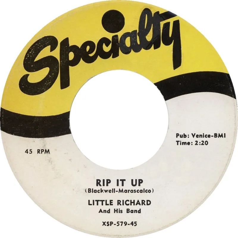 Rip It Up single sleeve — one of Little Richard's three R&B chart-toppers, later covered by Elvis and Chuck Berry