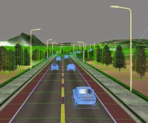 Rural roadway extending through open terrain