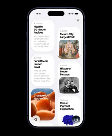 iPhone 17 Pro, Deep Blue, front screen shows Siri app displaying Siri AI conversations about healthy thirty-minute recipes, Mexico City largest park, and more.