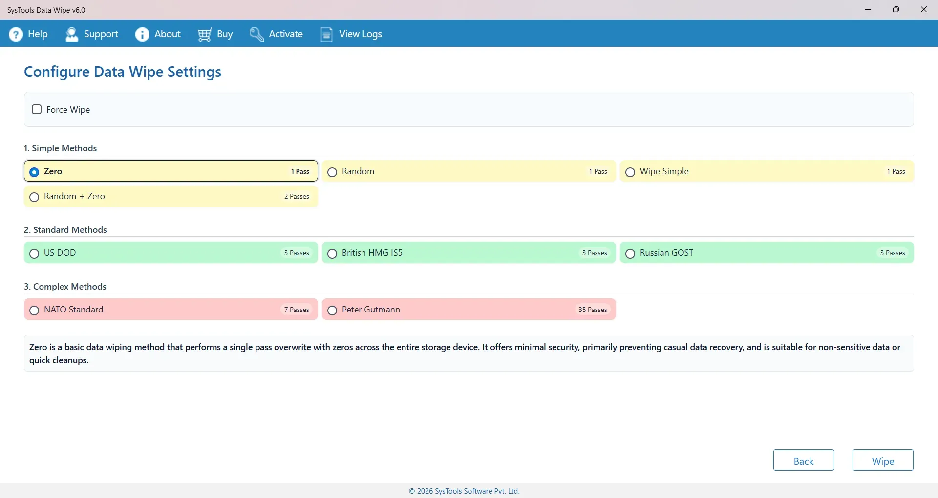 Choose a Data Wiping Method
