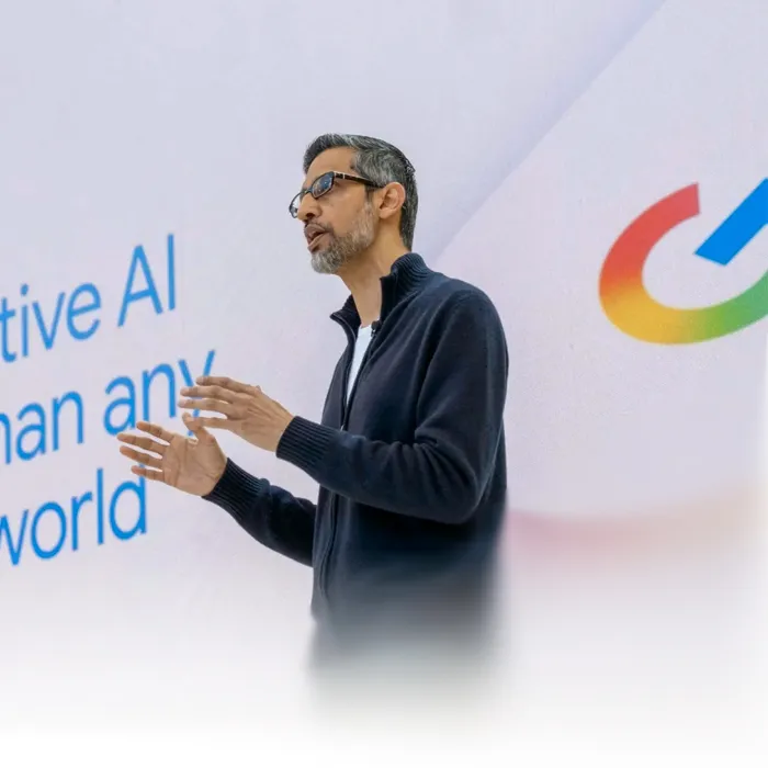 Sundar Pichai speaking at Google I/O 2026