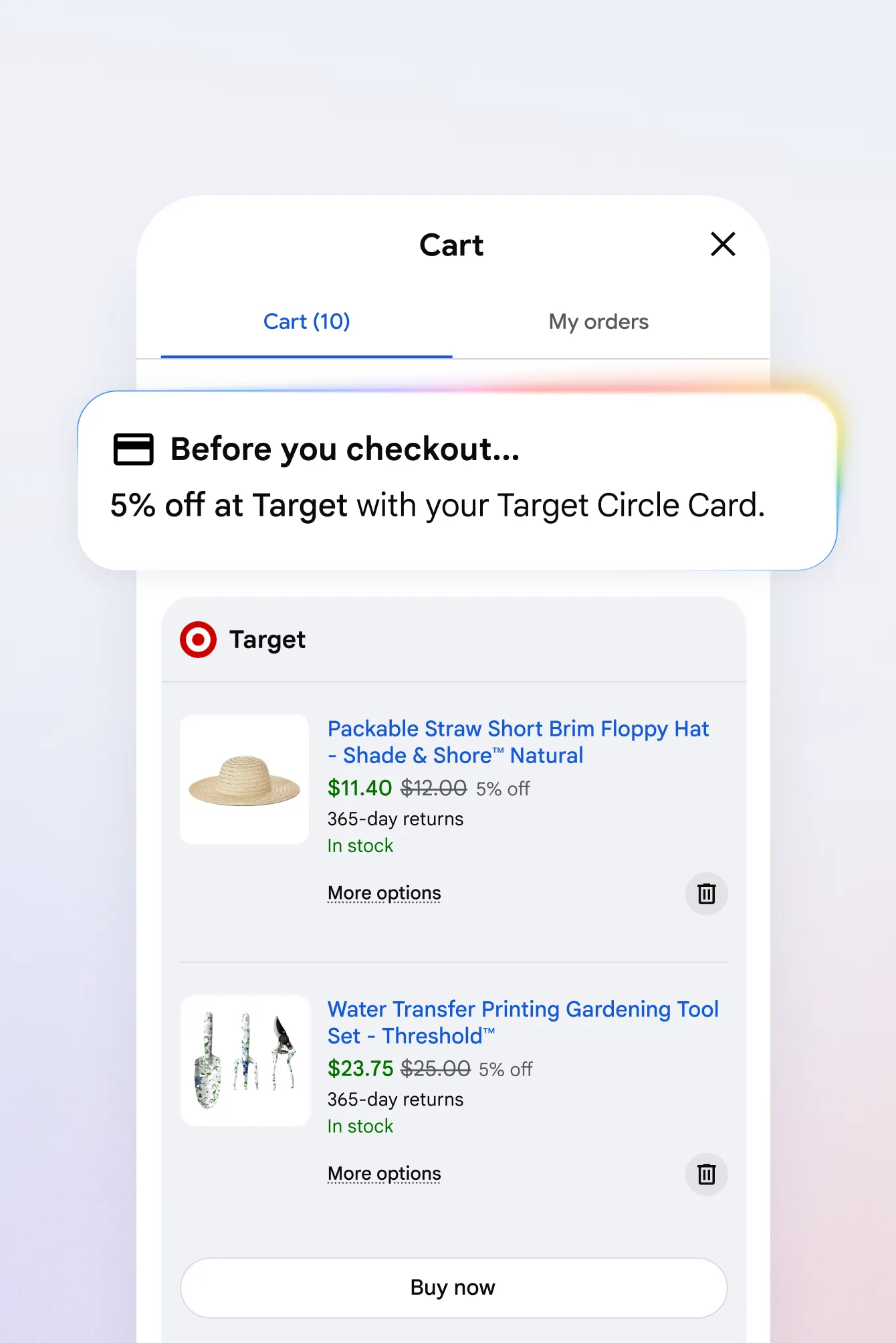 Universal Cart interface for streamlined shopping