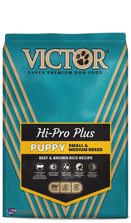 High-protein dry kibble for small and medium breed puppies