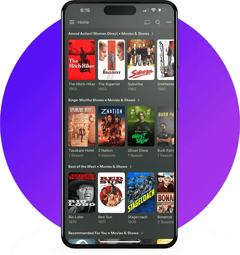 Mobile streaming interface showing easy movie browsing on smartphone